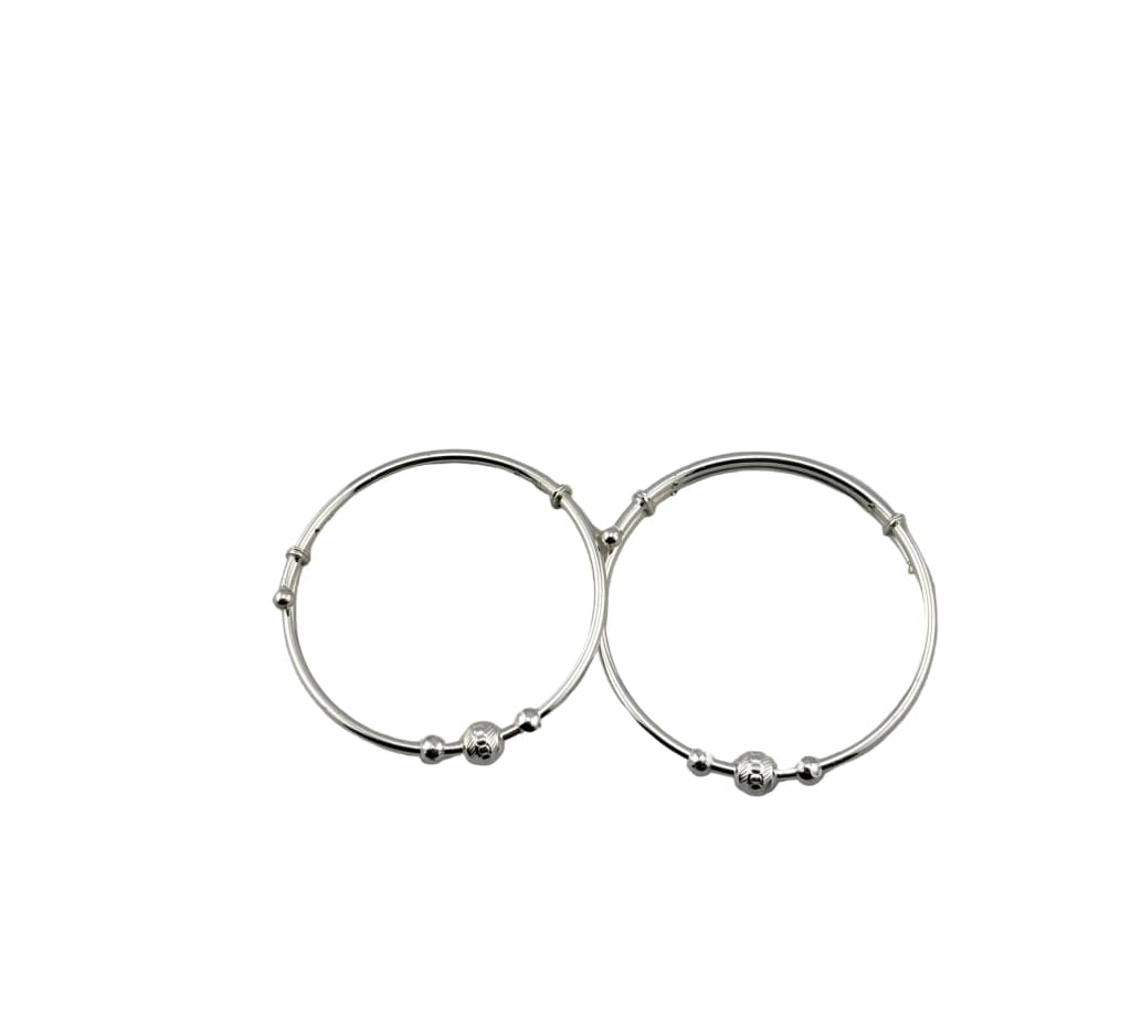Kids Beaded Silver Bangle – 925 Sterling Silver Bracelet