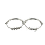 Kids Beaded Silver Kada – 925 Sterling Silver Baby Kada Bracelet with Charms (Pair)