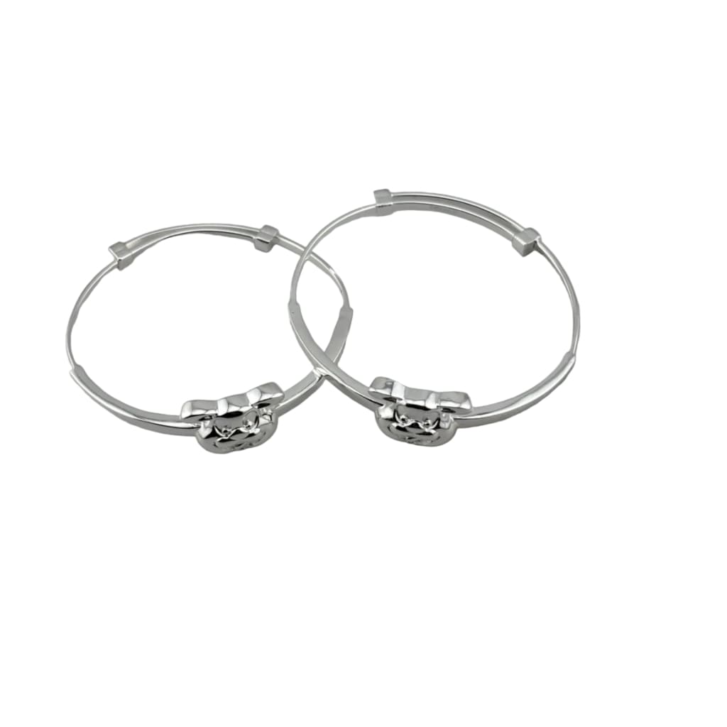 Kids Cartoon Face Silver Kada – 925 Sterling Silver Baby Kada Bracelet (Pair)