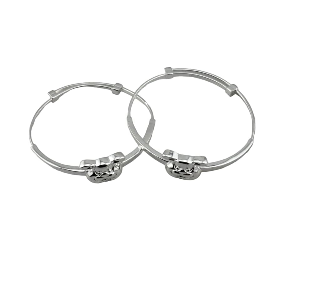 Kids Cartoon Face Silver Kada – 925 Sterling Silver Baby Kada Bracelet (Pair)