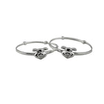 Kids Cartoon Face Silver Kada – 925 Sterling Silver Baby Kada Bracelet (Pair)