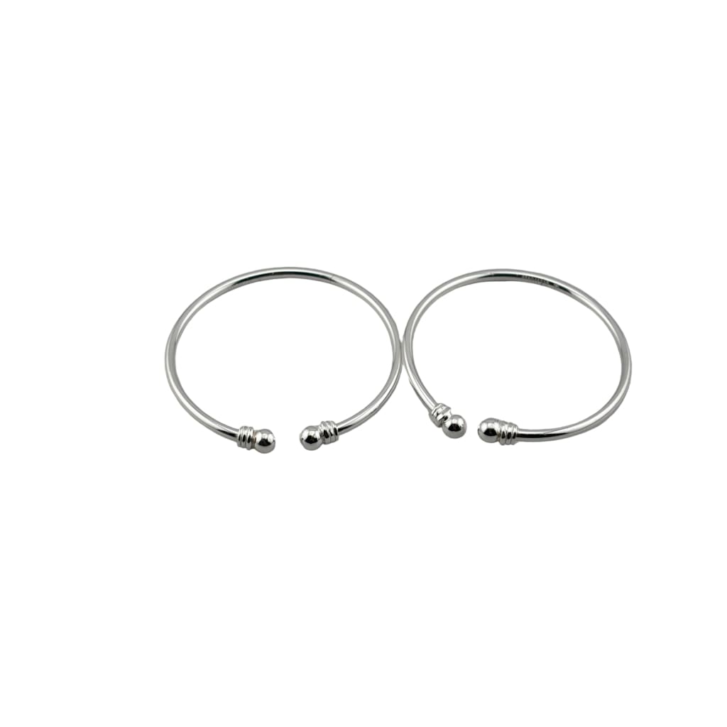 Kids Silver Kada – 925 Sterling Silver Baby Kada Bracelet with Ball Ends (Pair)