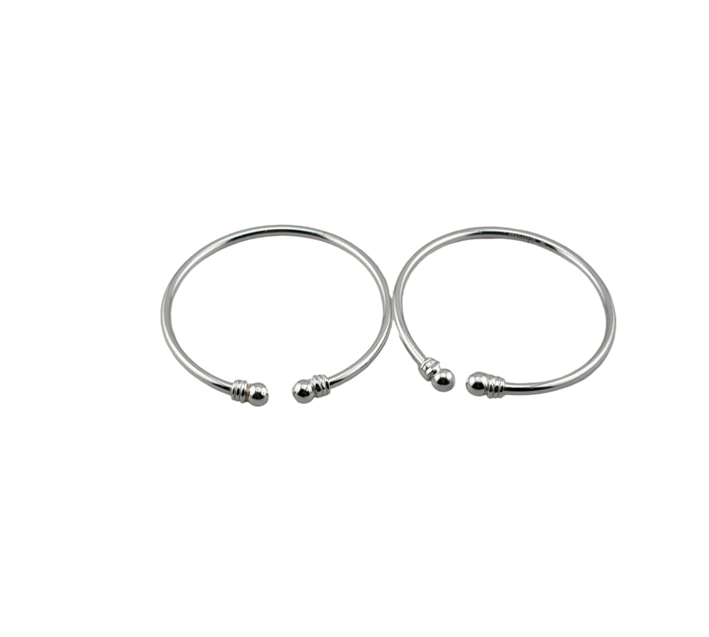 Kids Silver Kada – 925 Sterling Silver Baby Kada Bracelet with Ball Ends (Pair)