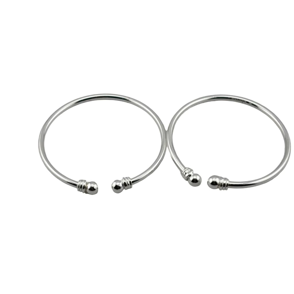 Kids Silver Kada – 925 Sterling Silver Baby Kada Bracelet with Ball Ends (Pair)