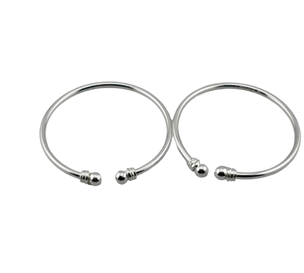 Kids Silver Kada – 925 Sterling Silver Baby Kada Bracelet with Ball Ends (Pair)