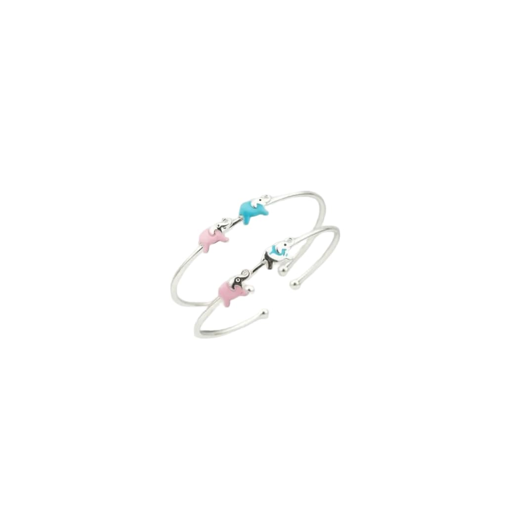 Kids Elephant Charm Silver Kada Pair – 925 Sterling Silver