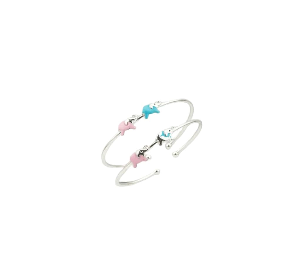 Kids Elephant Charm Silver Kada Pair – 925 Sterling Silver