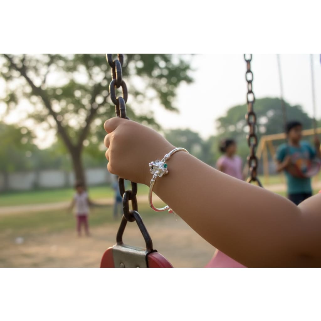 Kids Ganesh Silver Bangle – 925 Sterling Silver Bracelet silver idol