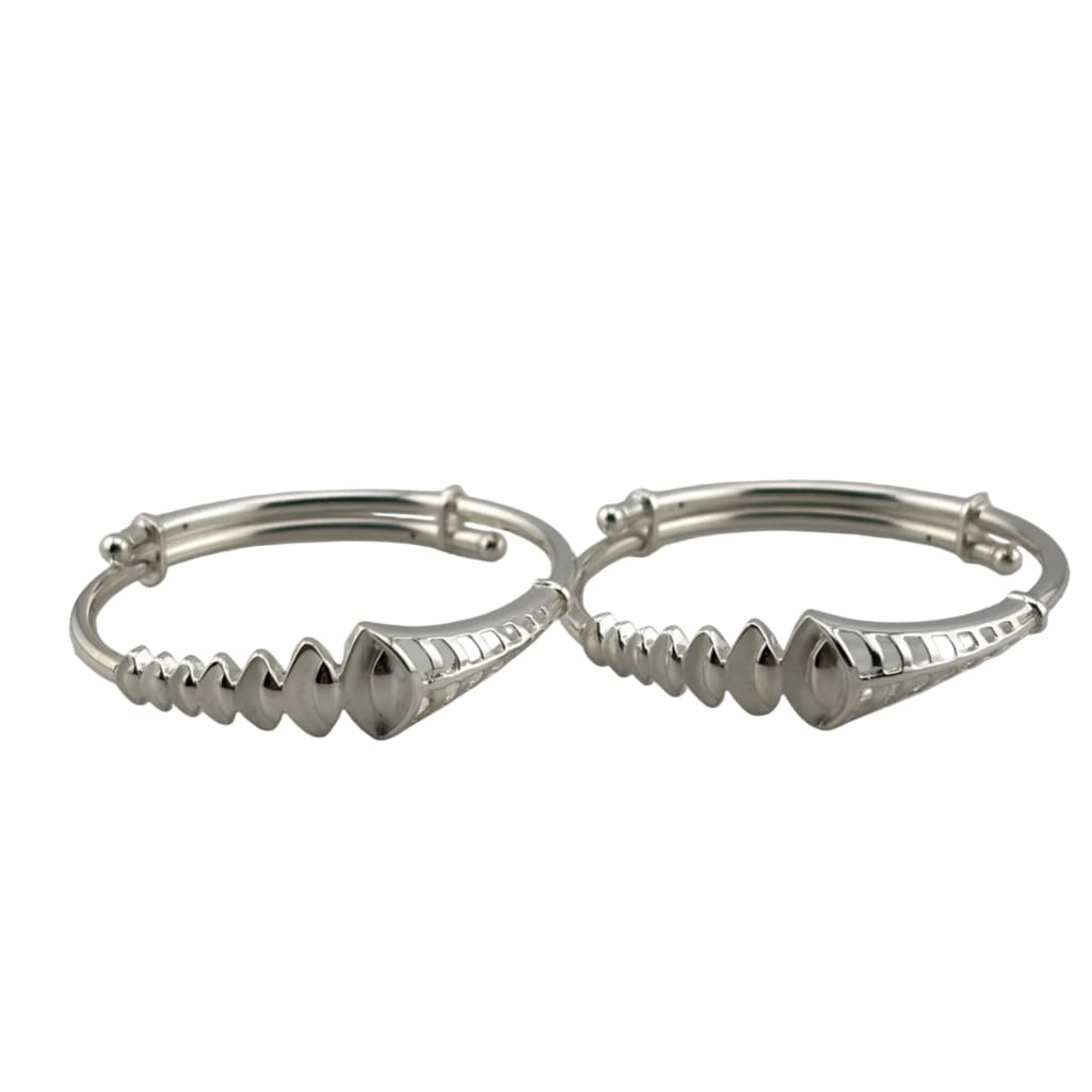 Kids Geometric Silver Kada – 925 Sterling Silver Baby Kada Bracelet with Zig