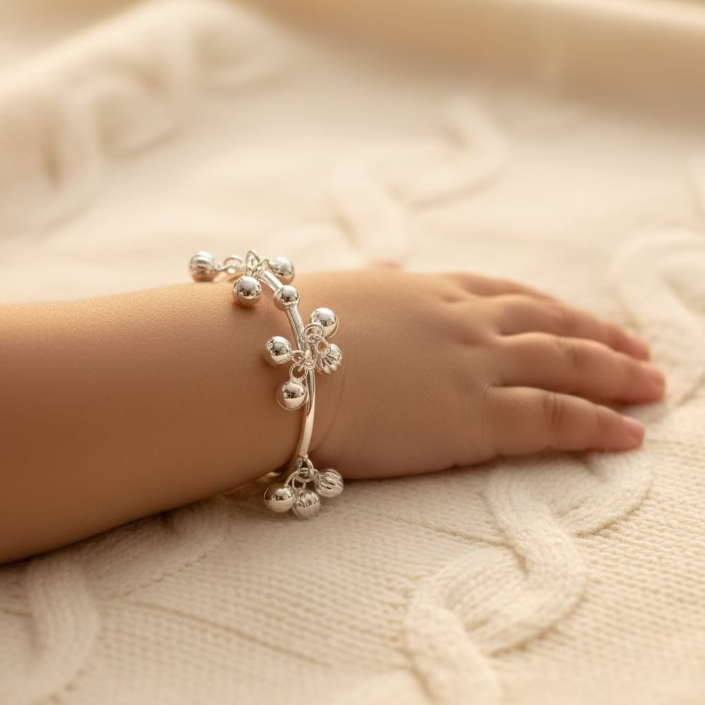 Kids Ghungroo Bangle openable – 925 Sterling Silver Baby Kada Bracelet