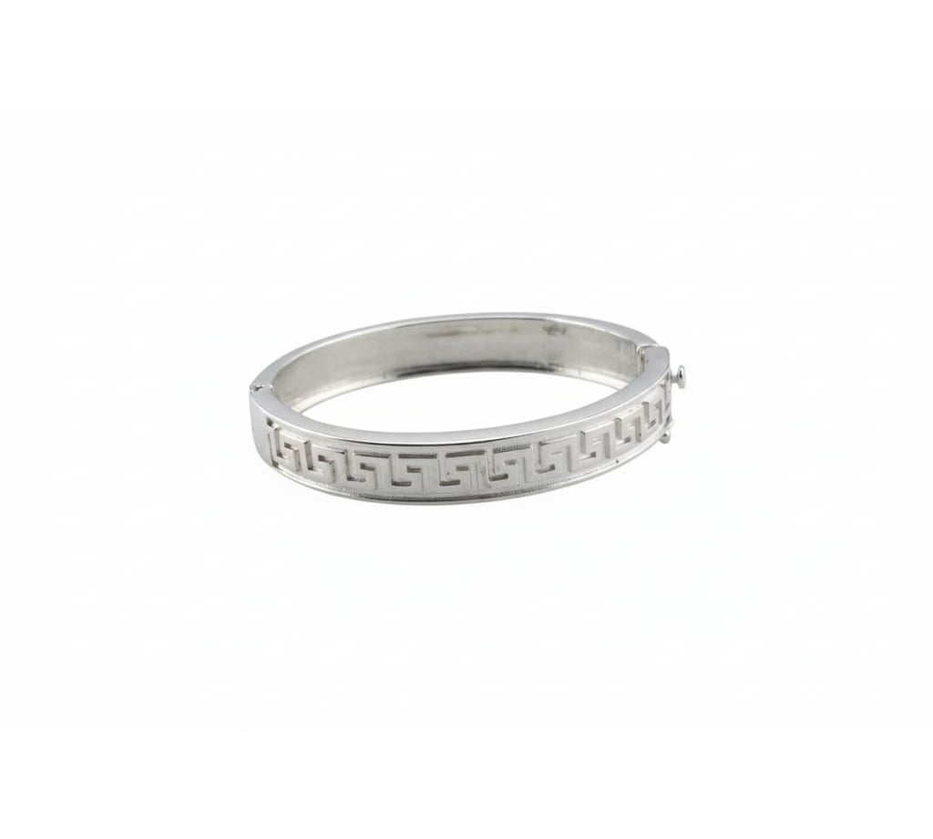 Kids Greek Key Silver Kada – 925 Sterling Silver Baby Bangle Bracelet with Meander Design