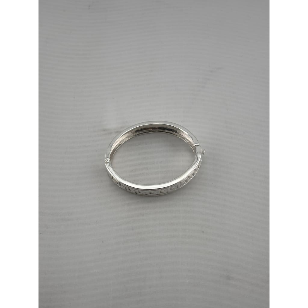 Kids Greek Key Silver Kada – 925 Sterling Silver Baby Bangle Bracelet with Meander Design