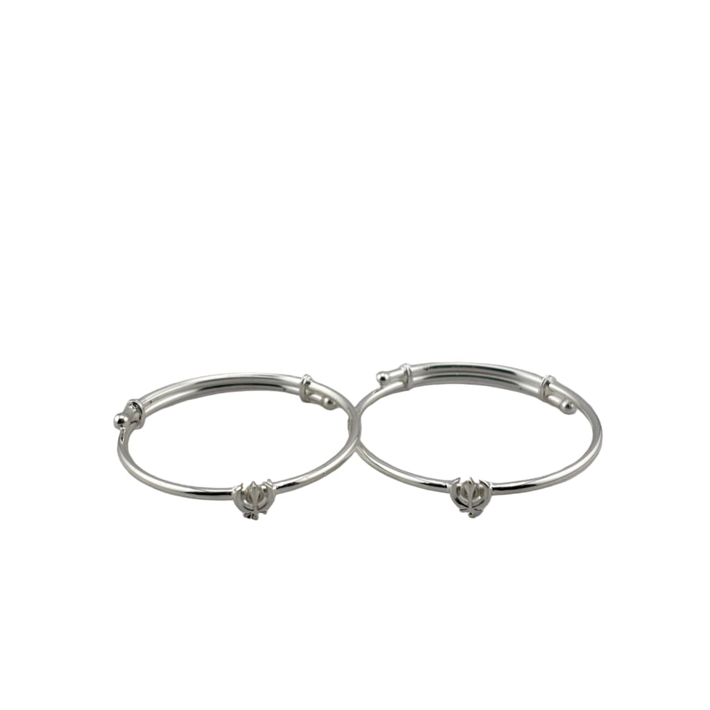 Kids Khanda Silver Bangle – 925 Sterling Silver Sikh Symbol Bracelet Adjustable Baby Kada