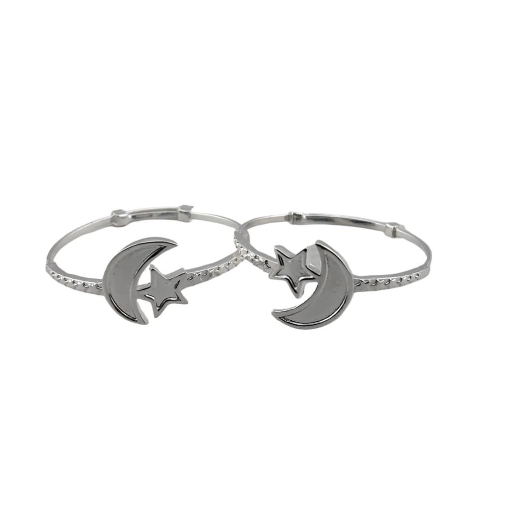 Kids Moon Star Silver Bangle – 925 Sterling Silver Bracelet