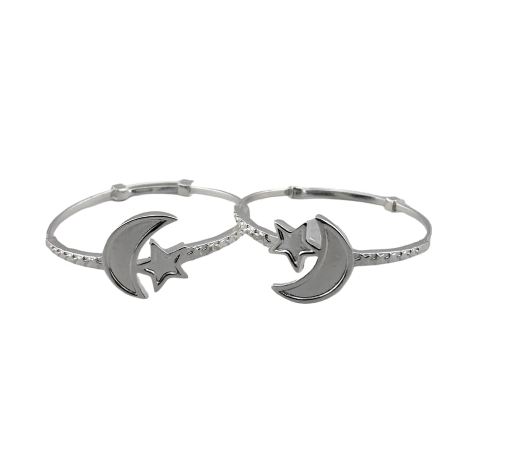 Kids Moon Star Silver Bangle – 925 Sterling Silver Bracelet