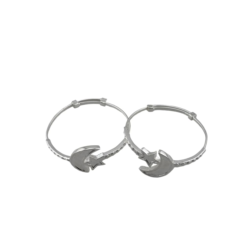 Kids Moon Star Silver Bangle – 925 Sterling Silver Bracelet