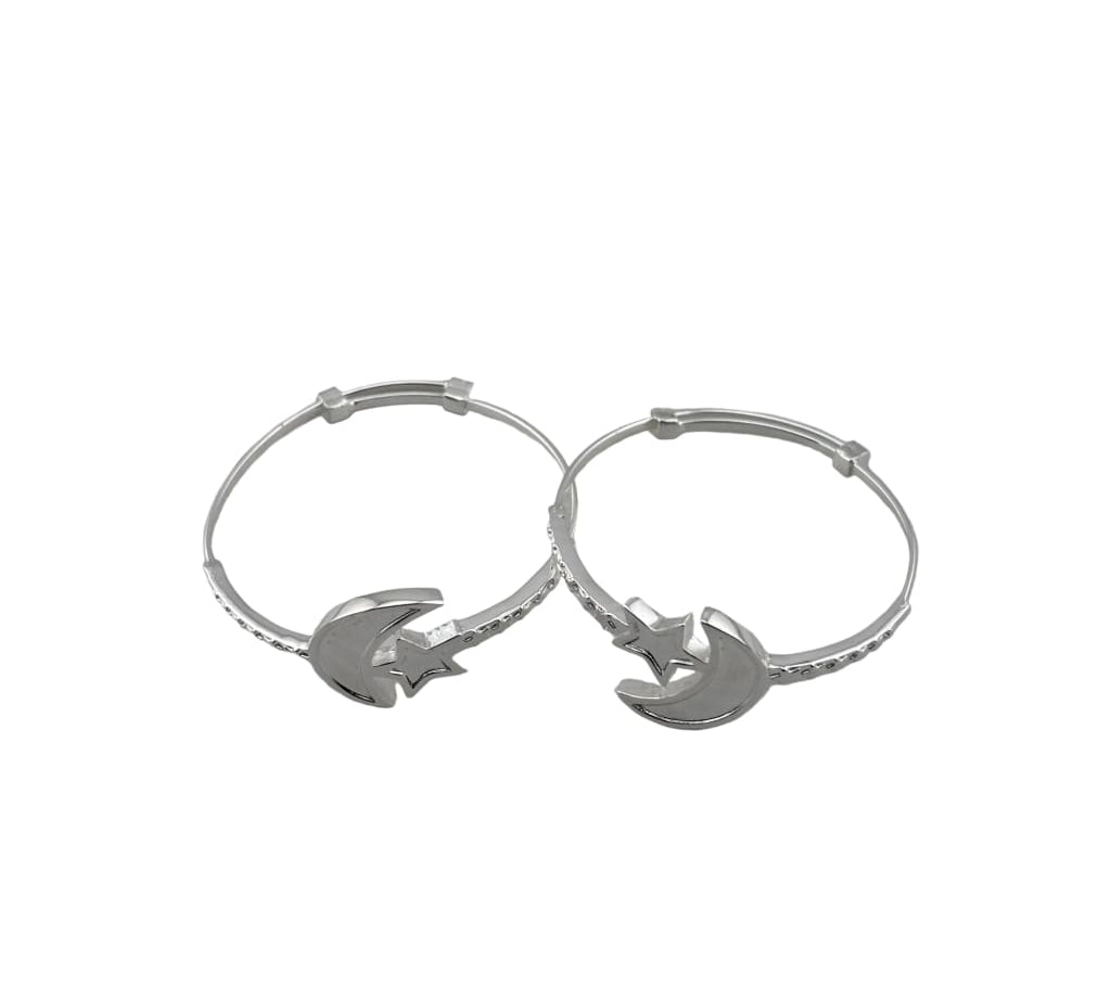 Kids Moon Star Silver Bangle – 925 Sterling Silver Bracelet