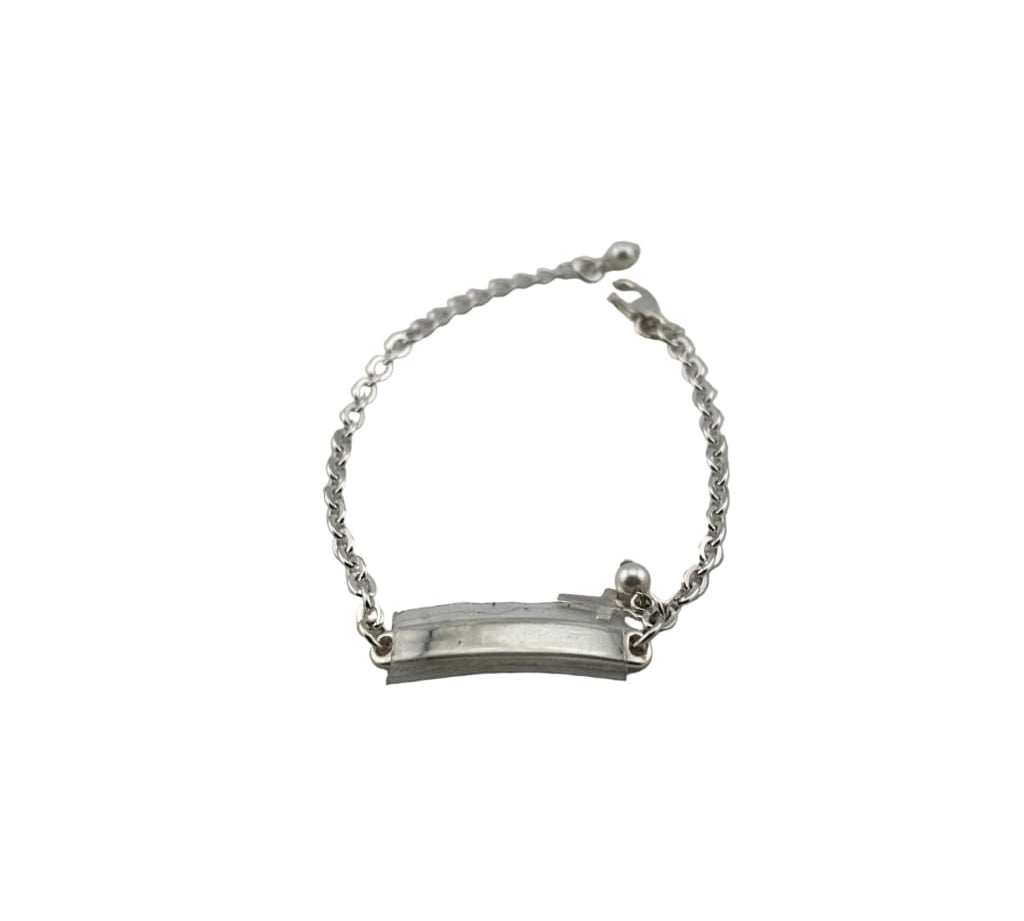 Kids Name Plate Silver Bracelet – 925 Sterling Silver Baby ID Bracelet Adjustable Chain Design