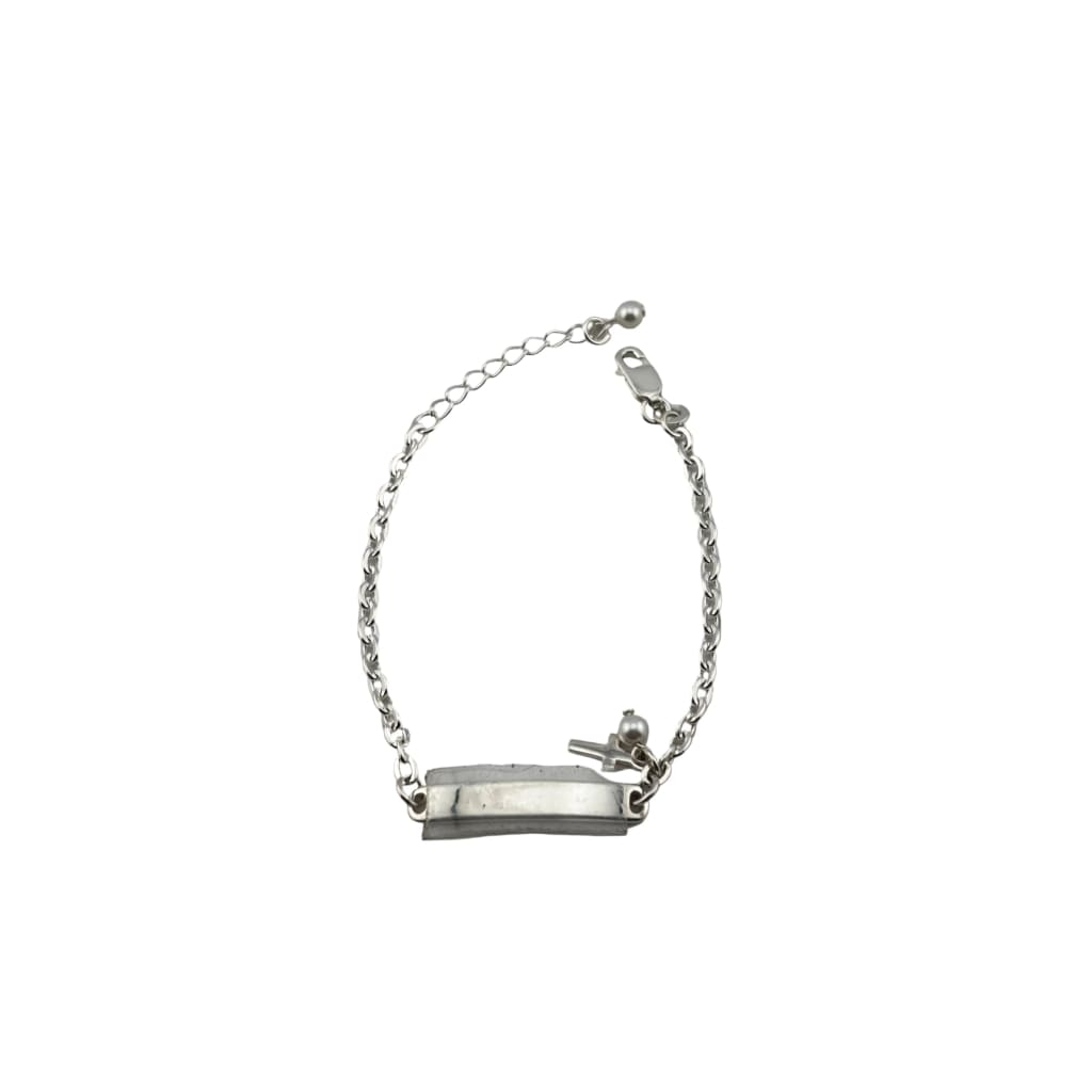 Kids Name Plate Silver Bracelet – 925 Sterling Silver Baby ID Bracelet Adjustable Chain Design