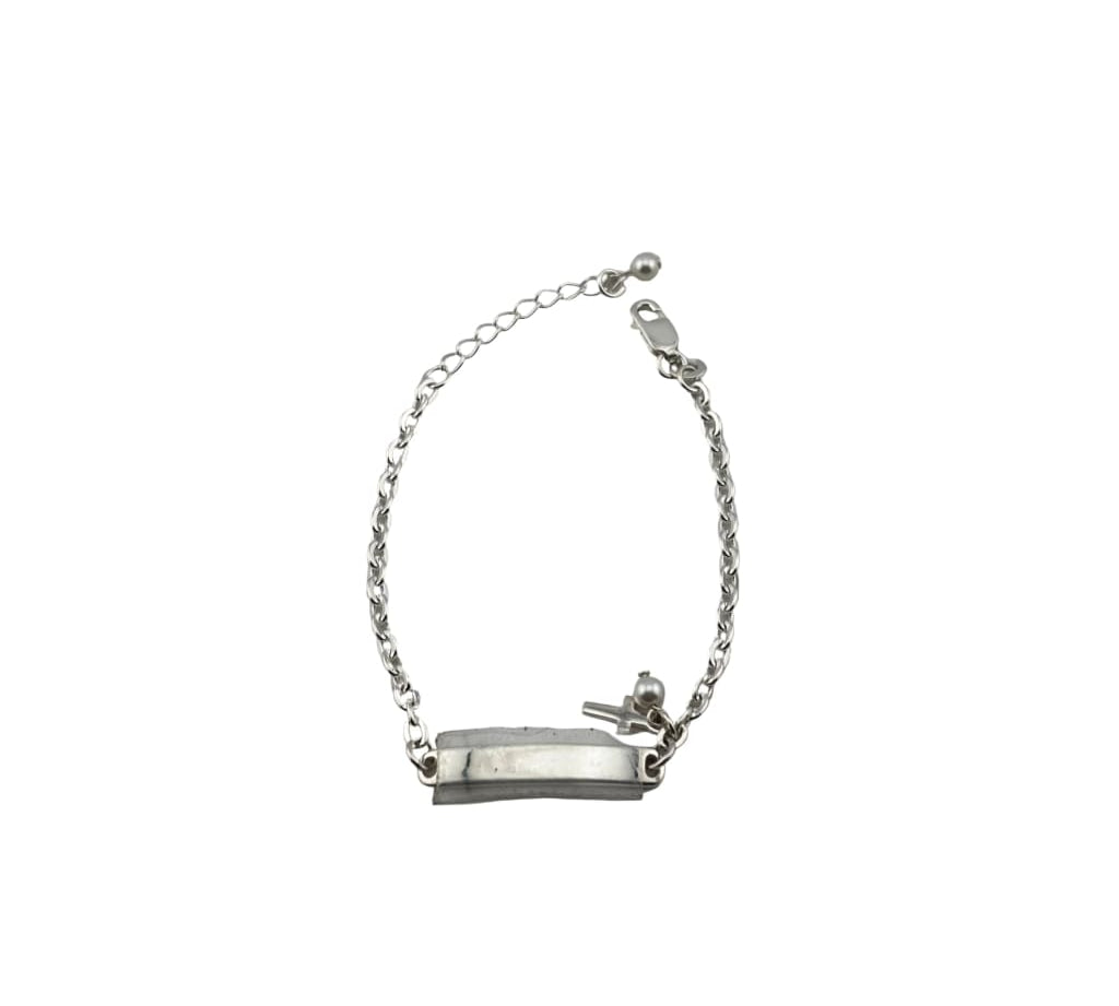 Kids Name Plate Silver Bracelet – 925 Sterling Silver Baby ID Bracelet Adjustable Chain Design