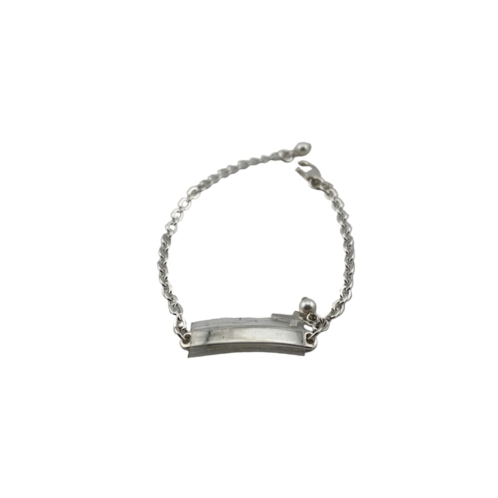 Kids Name Plate Silver Bracelet – 925 Sterling Silver Baby ID Bracelet Adjustable Chain Design