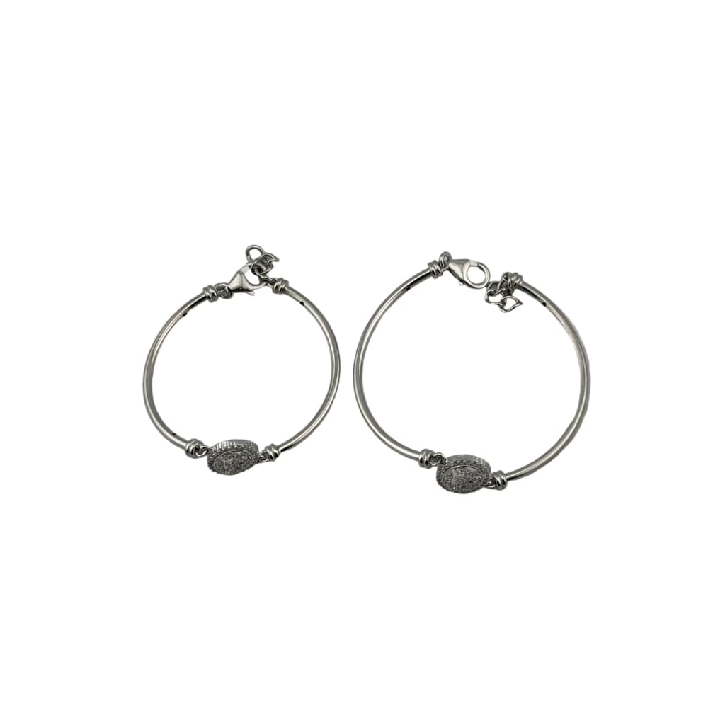 Kids OM Silver Bangle – 925 Sterling Silver Bracelet with OM Charm Adjustable