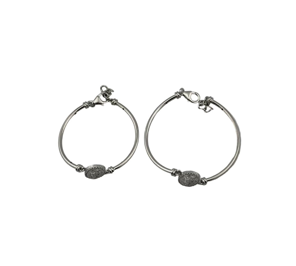 Kids OM Silver Bangle – 925 Sterling Silver Bracelet with OM Charm Adjustable
