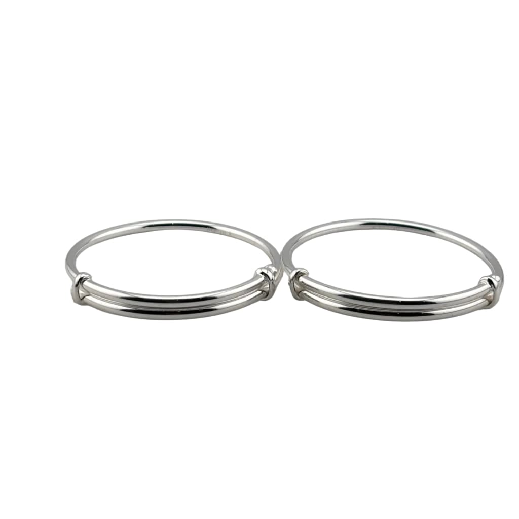 Kids Plain Silver Kada – 925 Sterling Silver Simple Open Bracelet Minimal Daily Wear (Pair)