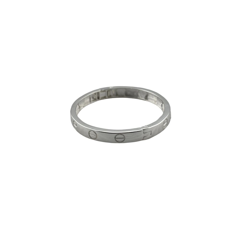 Kids Screw Design Silver Bangle – 925 Sterling Silver Closed Bracelet Lock Kada Minimal Style |
