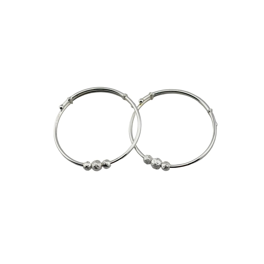 Kids Silver Beaded Kada – 925 Sterling Silver Bracelet