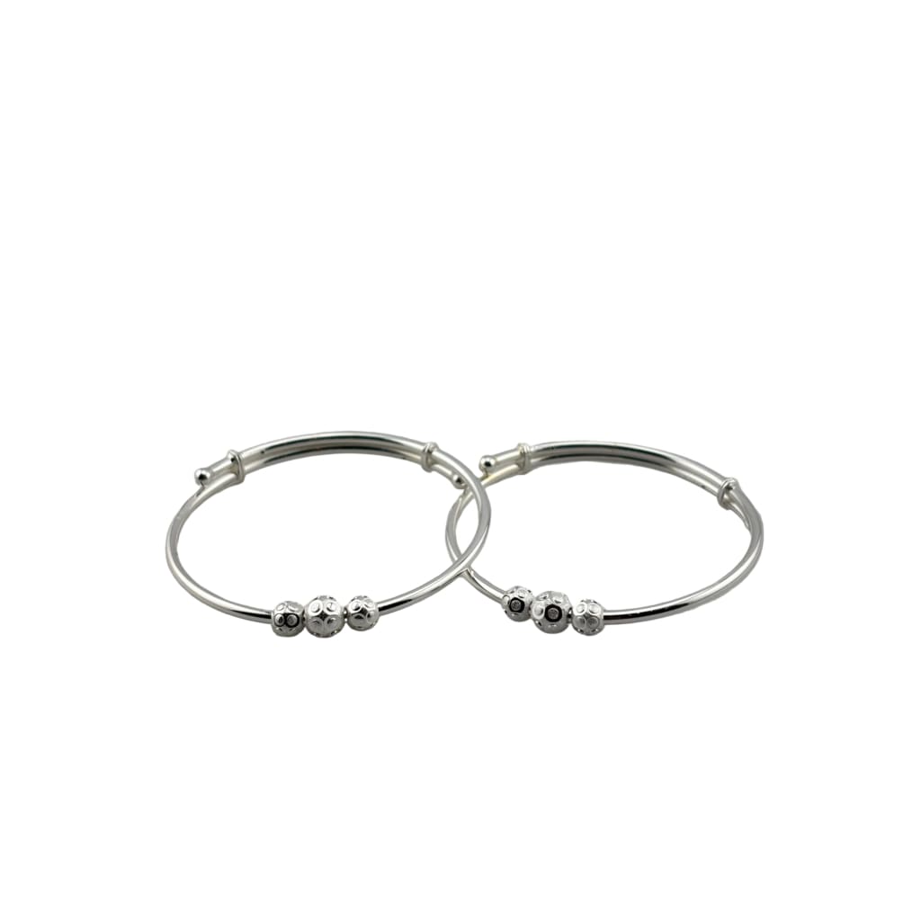 Kids Silver Beaded Kada – 925 Sterling Silver Bracelet