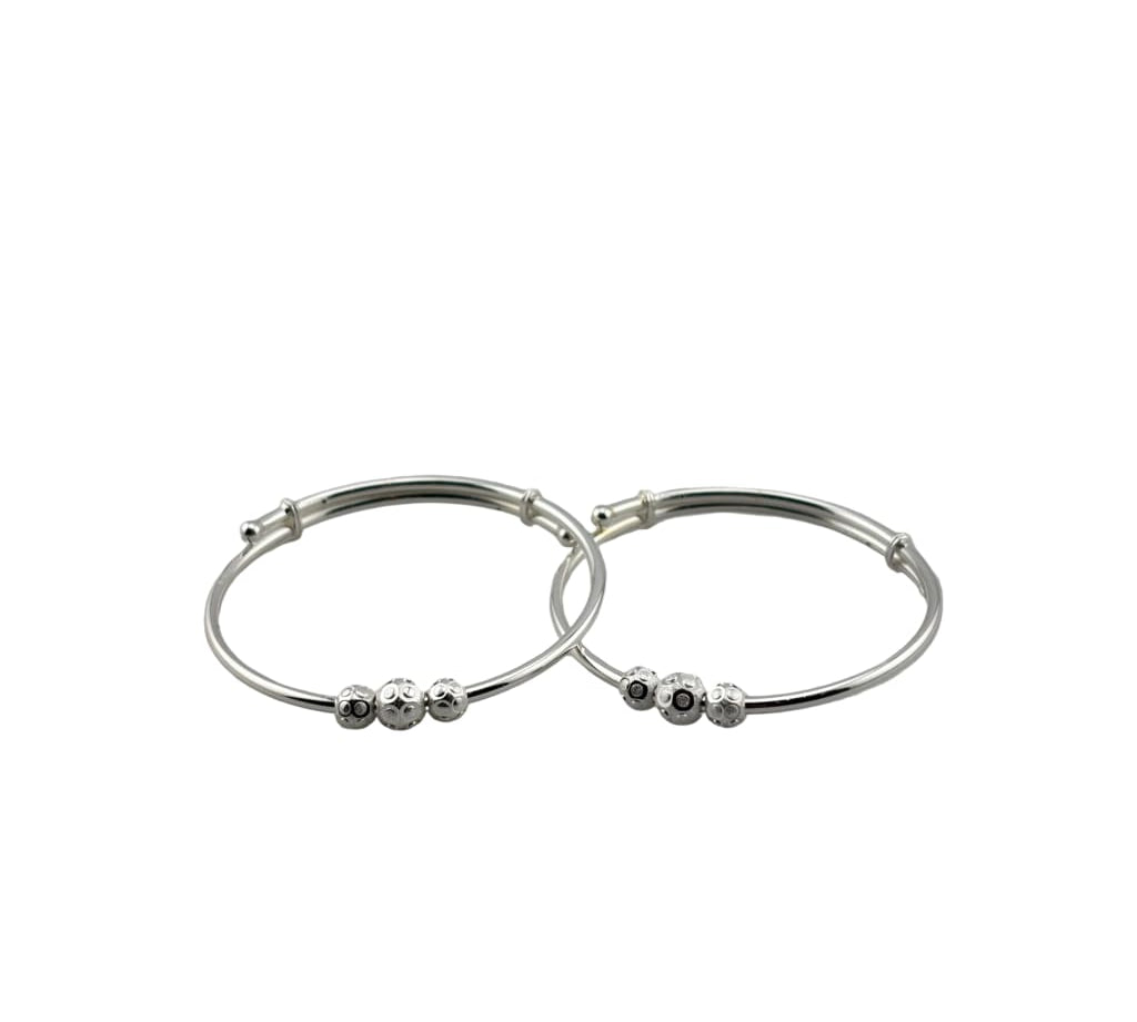 Kids Silver Beaded Kada – 925 Sterling Silver Bracelet