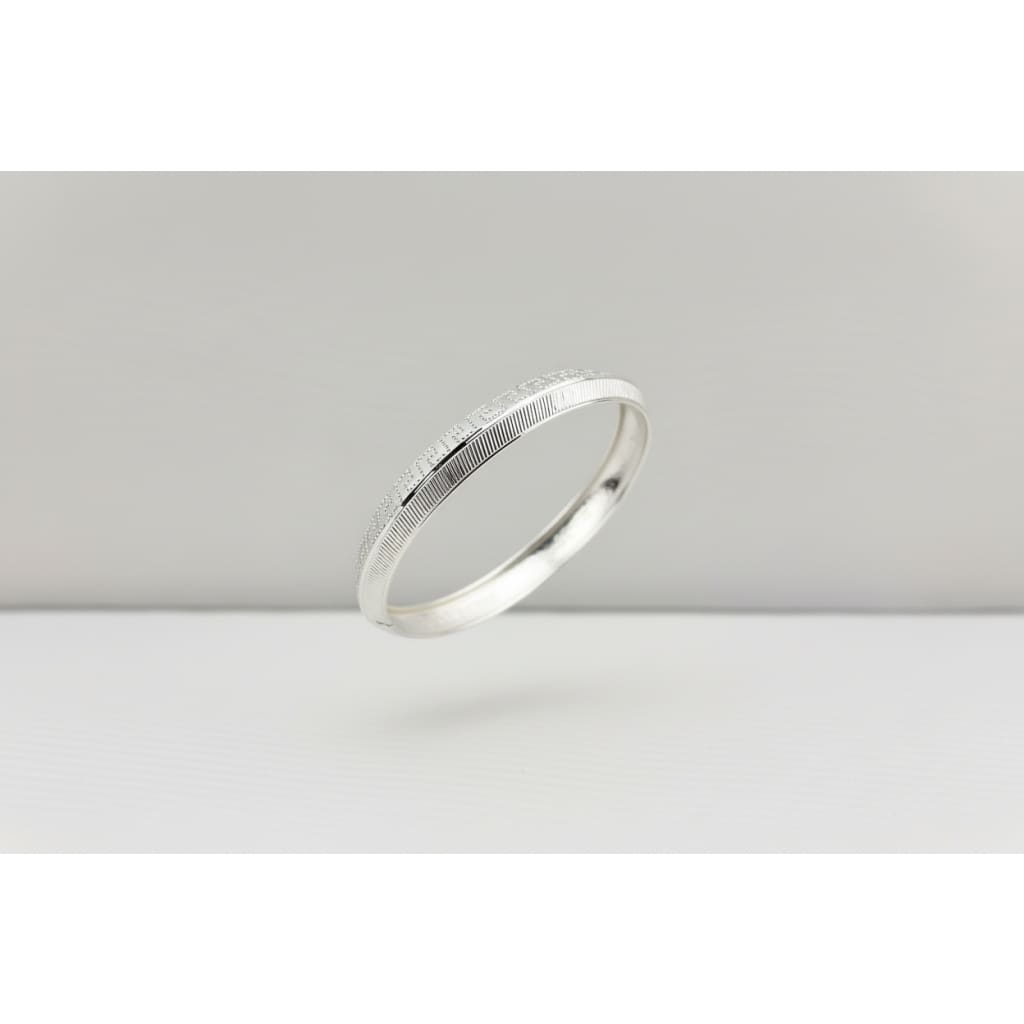 Kids Silver Engraved Kada – 925 Sterling Silver Baby Bracelet Textured Pattern Adjustable Baby