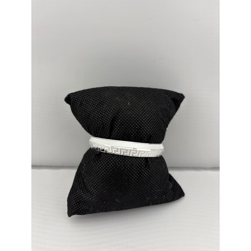 Kids Silver Engraved Kada – 925 Sterling Silver Baby Bracelet Textured Pattern Adjustable Baby