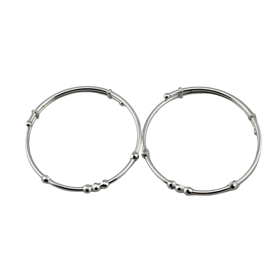 Kids Silver Faceted Bead Kada – 925 Sterling Silver Bracelet
