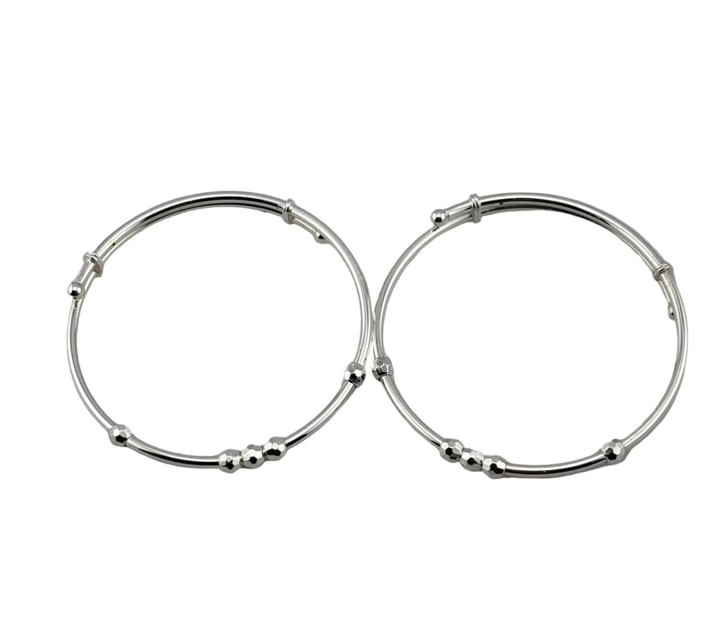 Kids Silver Faceted Bead Kada – 925 Sterling Silver Bracelet