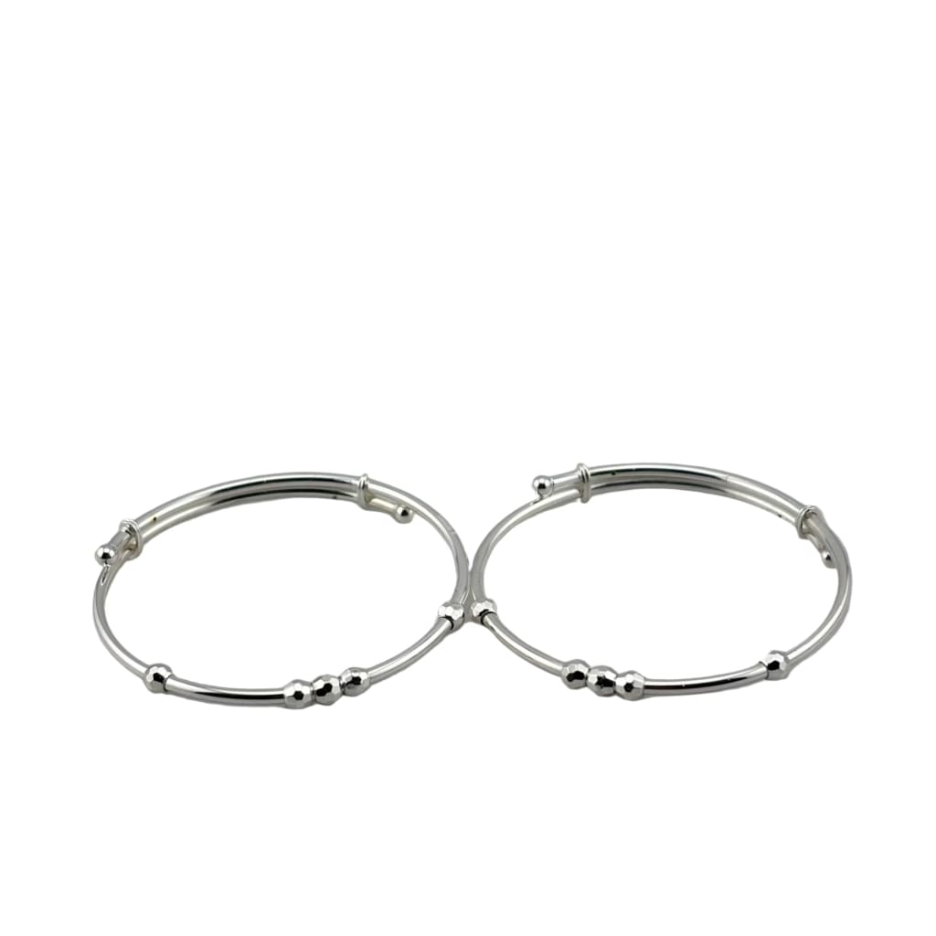 Kids Silver Faceted Bead Kada – 925 Sterling Silver Bracelet