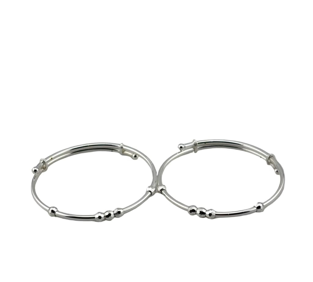 Kids Silver Faceted Bead Kada – 925 Sterling Silver Bracelet