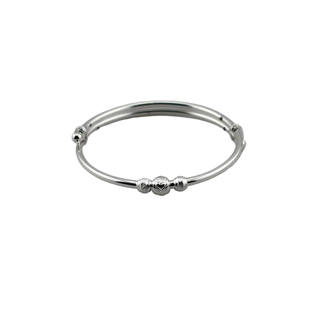 Kids Silver Heart Bead Kada Adjustable Baby Bangle