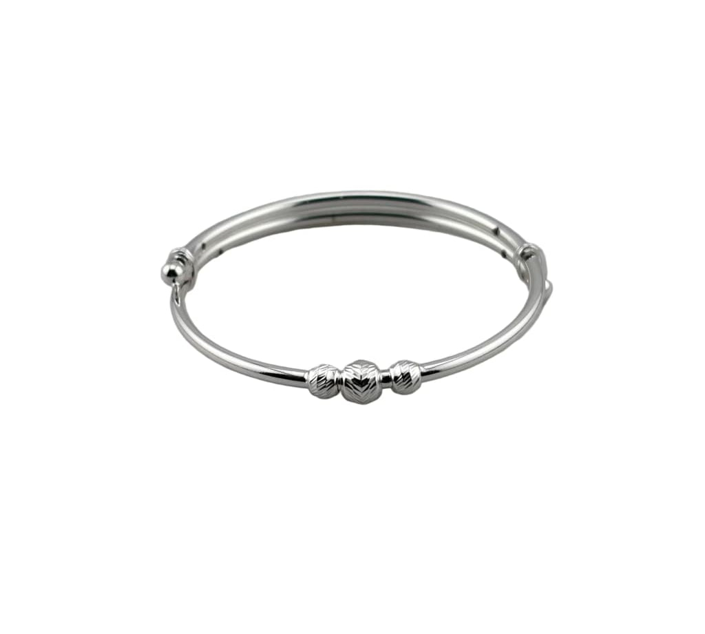 Kids Silver Heart Bead Kada Adjustable Baby Bangle
