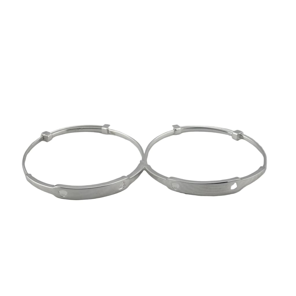 Kids Silver ID Bangles with Textured Plate silver bracelet