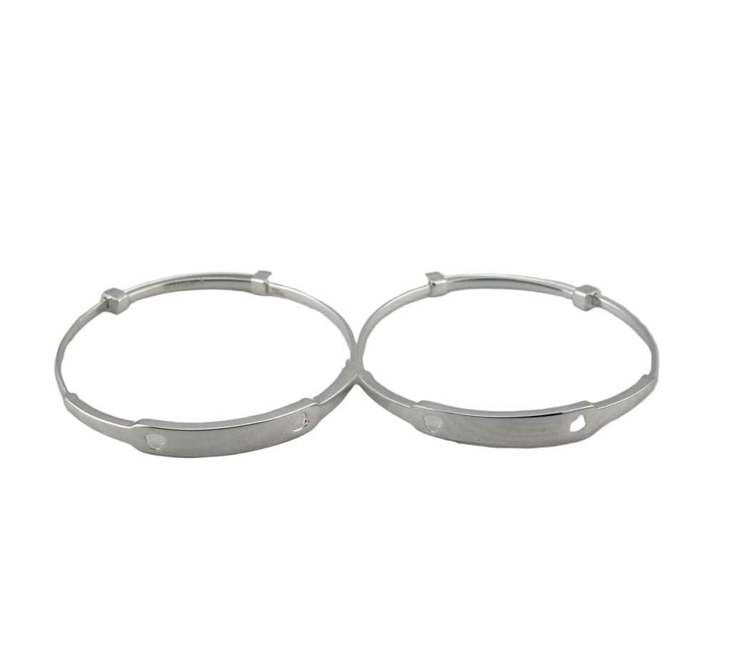 Kids Silver ID Bangles with Textured Plate silver bracelet