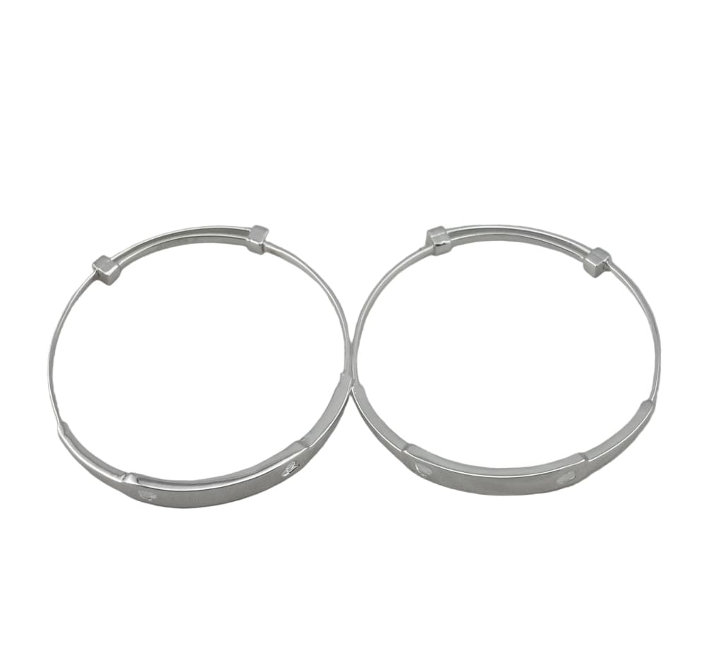 Kids Silver ID Bangles with Textured Plate silver bracelet