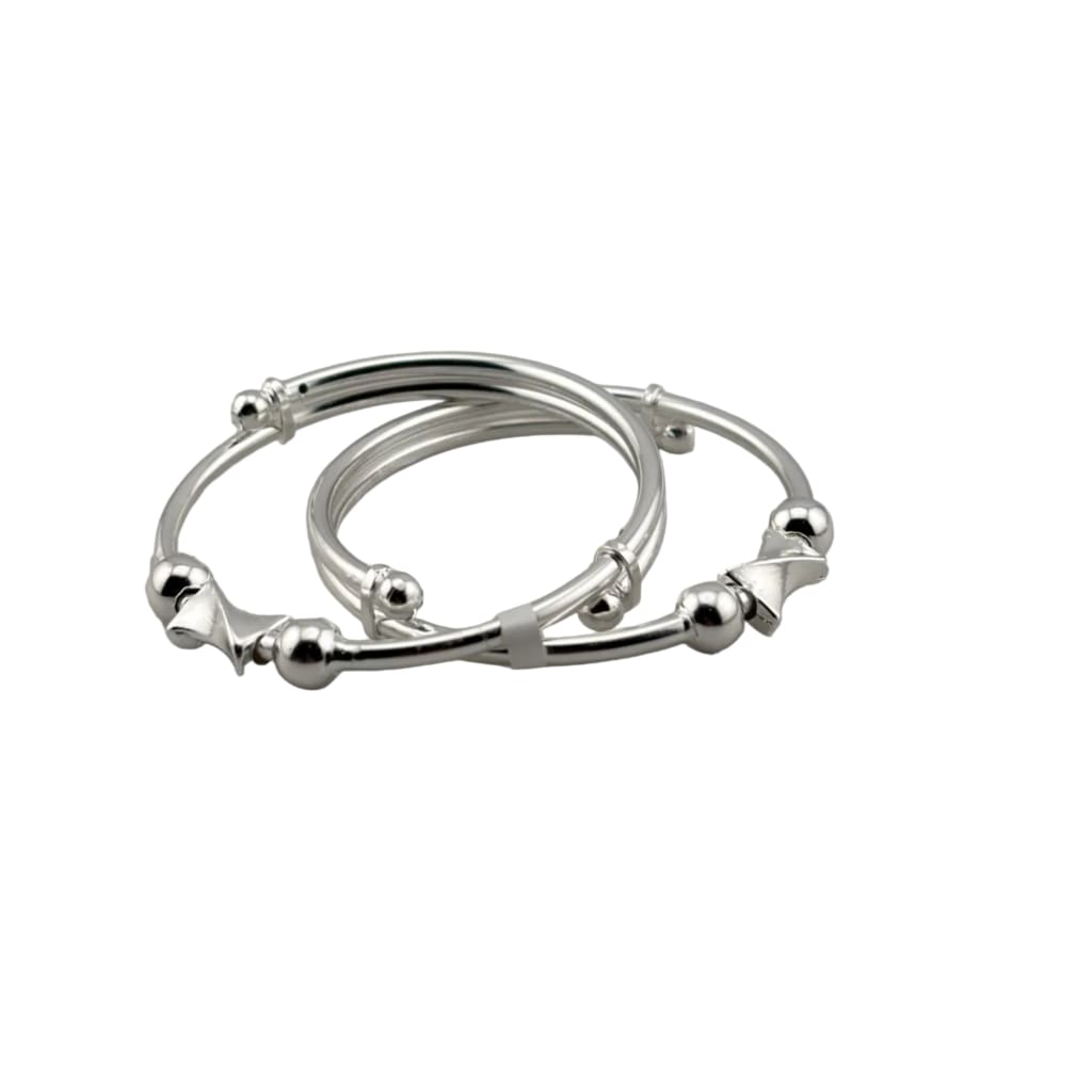 Kids Silver Kada with Diamond Spacers