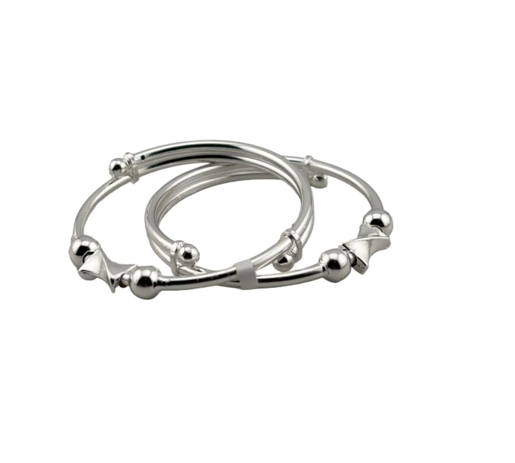 Kids Silver Kada with Diamond Spacers