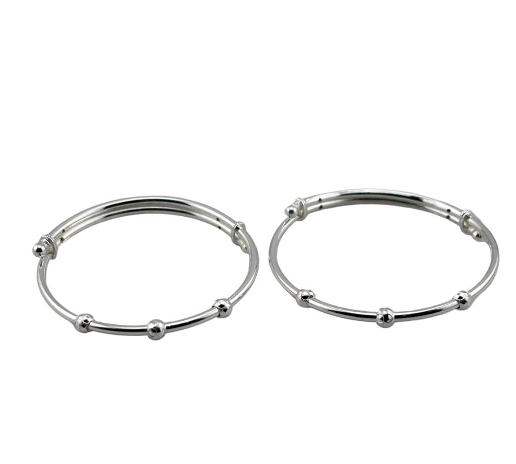 Kids Silver Multi Bead Bangle – 925 Sterling Silver Bracelet