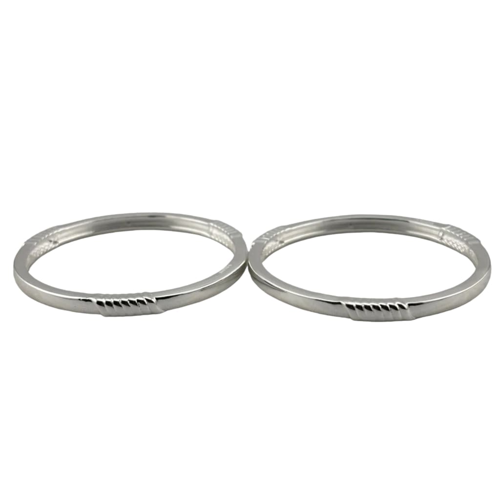 Kids Twist Silver Kada – 925 Sterling Silver Baby Kada Bracelet with Rope Detail (Pair)
