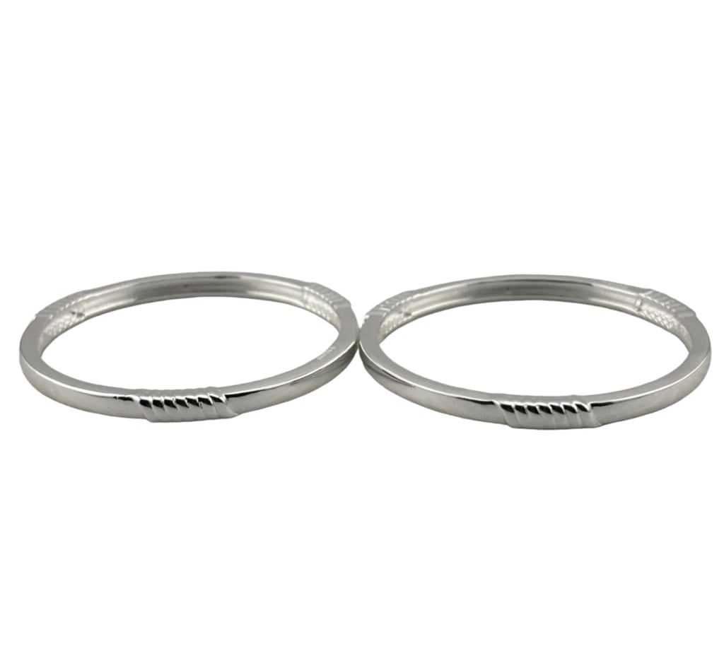 Kids Twist Silver Kada – 925 Sterling Silver Baby Kada Bracelet with Rope Detail (Pair)