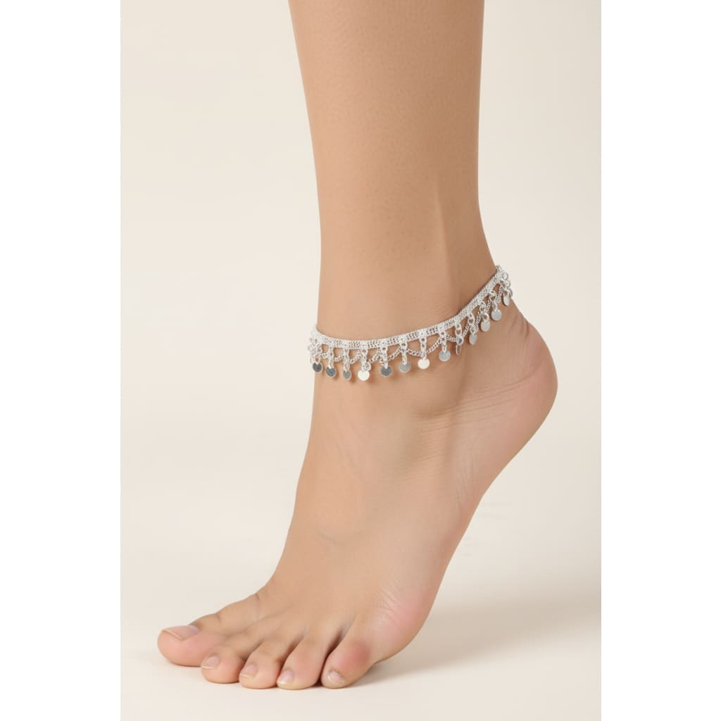 Layered Charm Ghungroo Anklet – 925 Sterling Silver – Adjustable – 59g