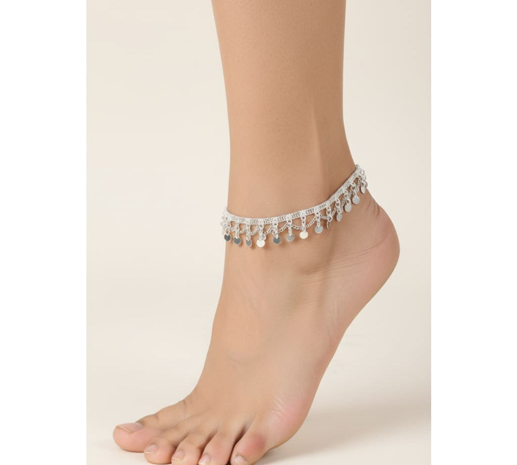 Layered Charm Ghungroo Anklet – 925 Sterling Silver – Adjustable – 59g